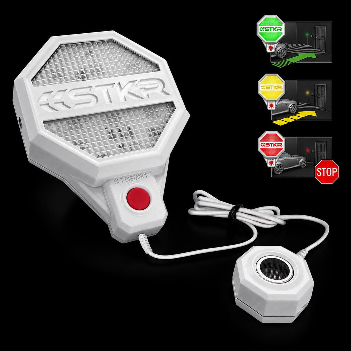 Garage Parking Sensor LT - White Garage Parking Sensor with Traffic Light System - Park Your Car Where You Want | STKR Concepts